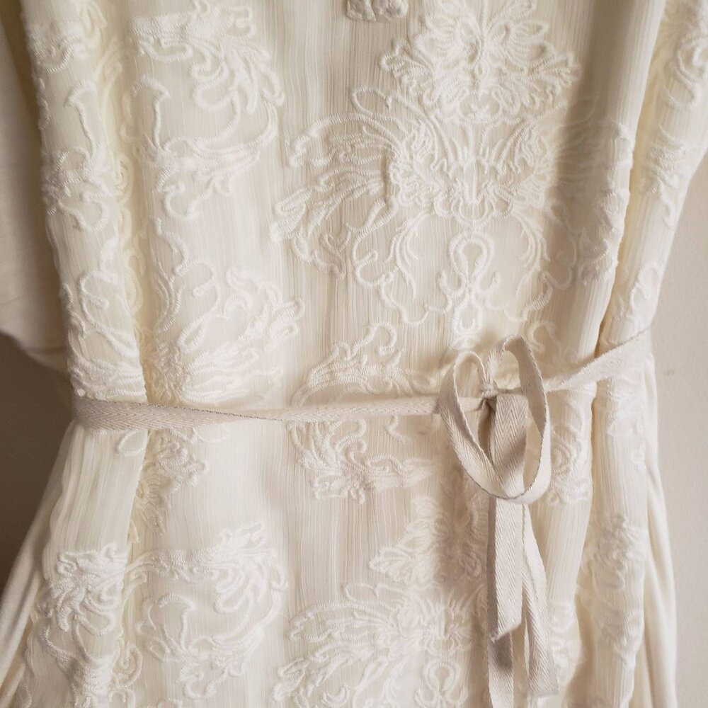 Anthropologie Tiny Embroidered Dress L Ivory Knit Belted Tunic - Picture 4 of 12